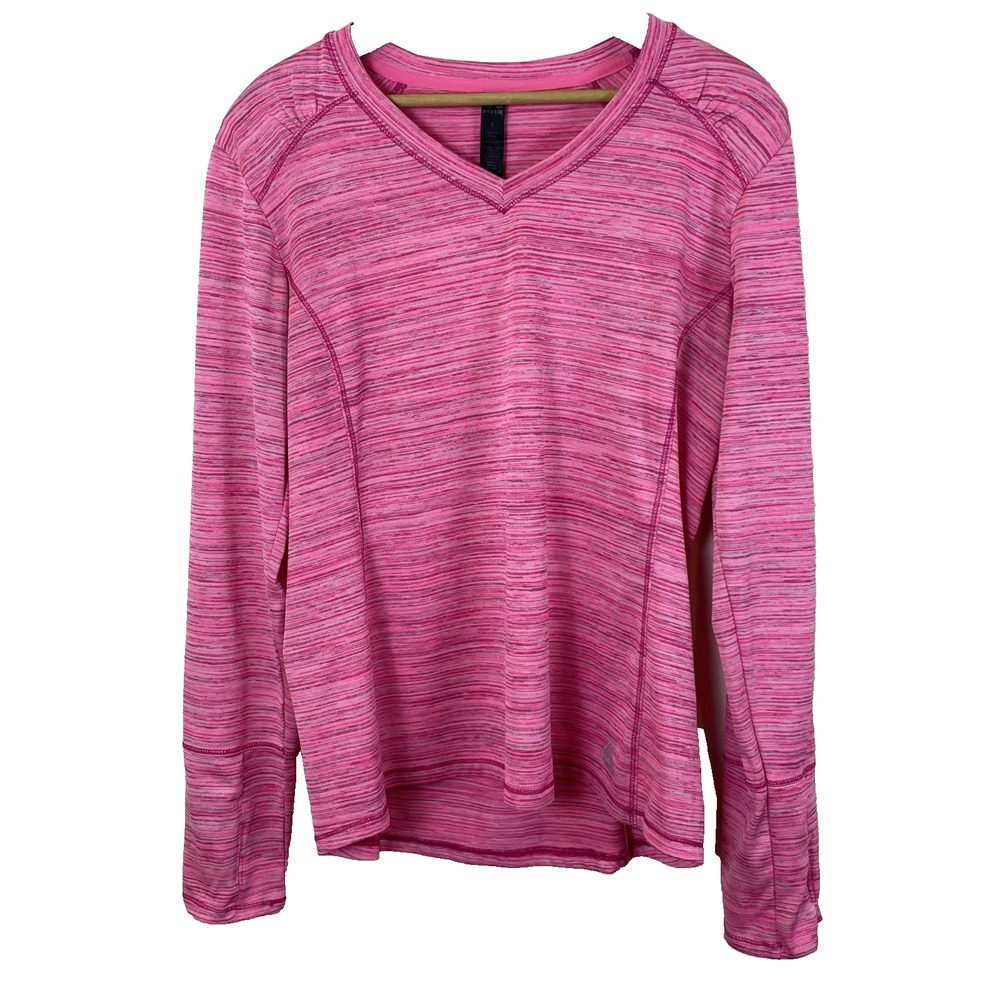 RBX Woman's Long Sleeve Athletic Shirt Size L Pink Running Workout Training Gear